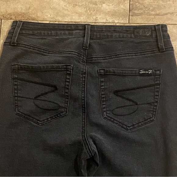 Seven7 Jeans Women’s Mid-Rise Skinny Blue Denim Size 8 Embroidered Pockets - Picture 8 of 12